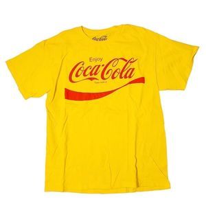 Official Coca Cola Yellow Classsic Logo Top Tee T-shirt Size: Large